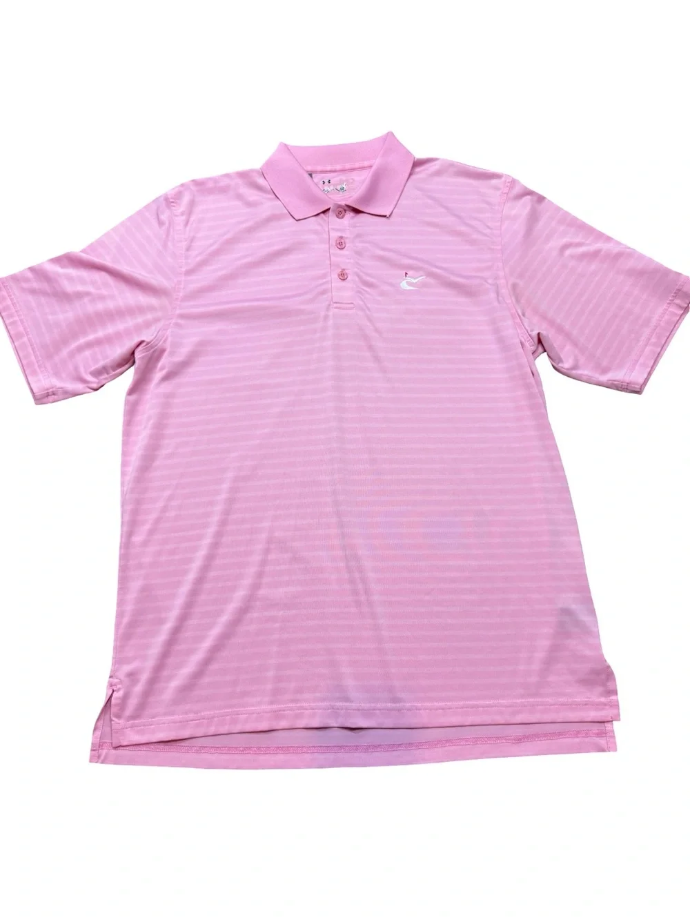 Under Armour Men's Golf Polo Pink Striped Performance SZ L - Picture 3 of 12